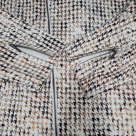 Chico's Brown Metallic Houndstooth Lightweight Full Zip Moto Jacket Size 3 US 16 - Picture 6 of 15